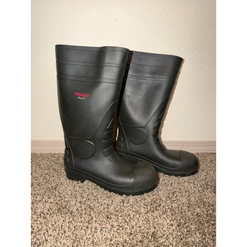 Tingley Pilot Mens Black Waterproof PVC Rubber Work Boots Size 9